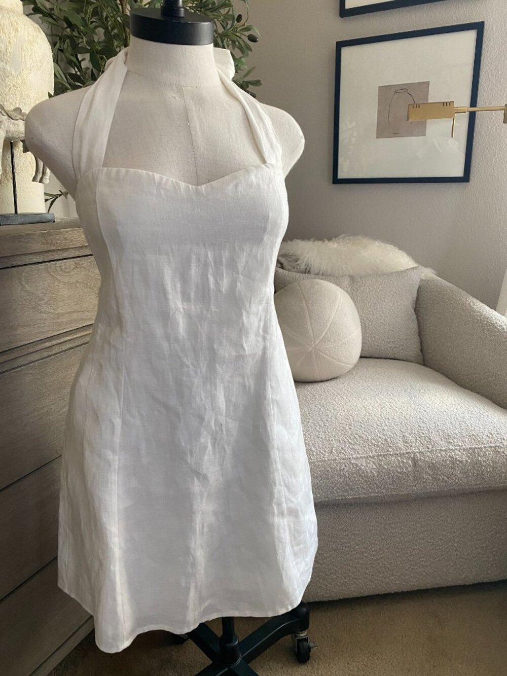 DISSH | Willow Linen Mini Dress in White